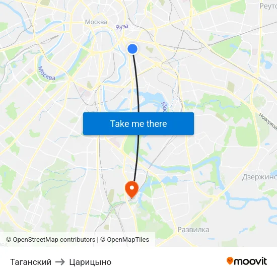 Таганский to Царицыно map