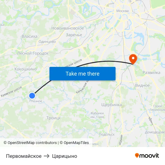 Первомайское to Царицыно map