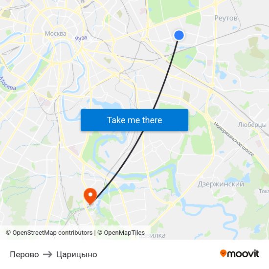 Перово to Царицыно map
