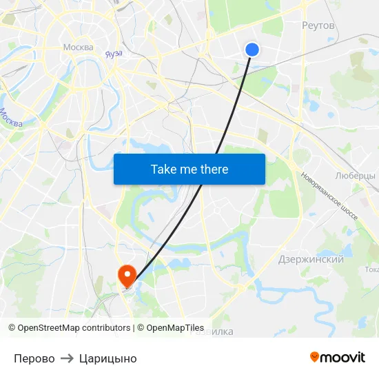 Перово to Царицыно map