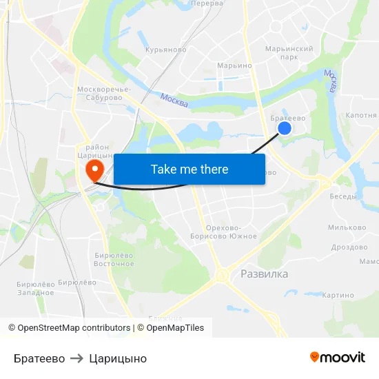 Братеево to Царицыно map
