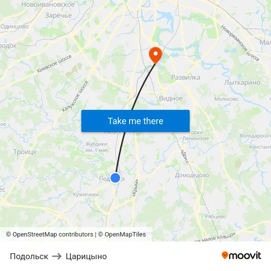 Подольск to Царицыно map