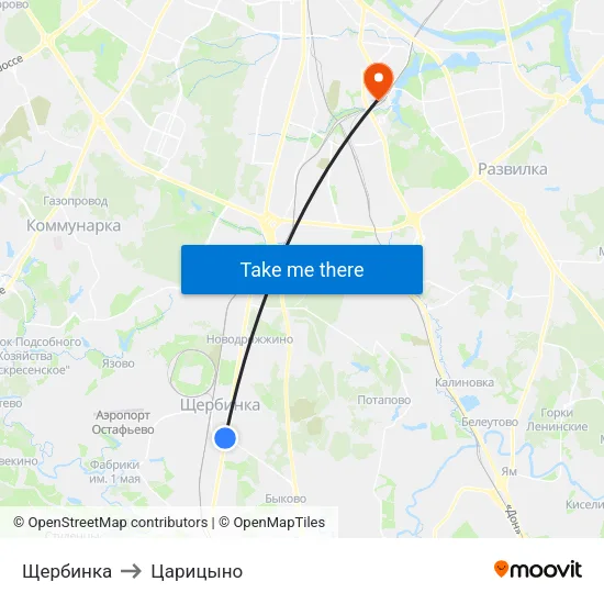 Щербинка to Царицыно map