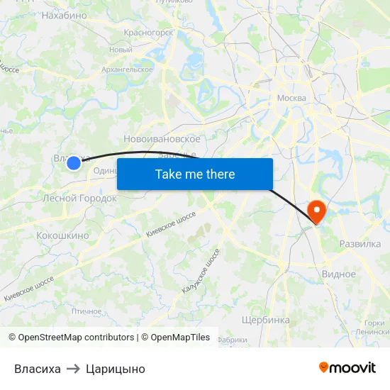 Власиха to Царицыно map