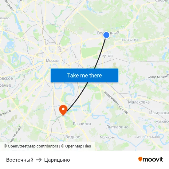 Восточный to Царицыно map