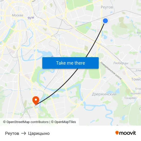 Реутов to Царицыно map