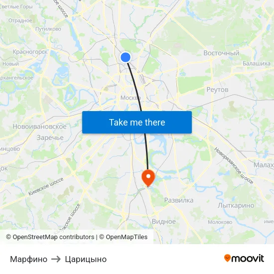 Марфино to Царицыно map
