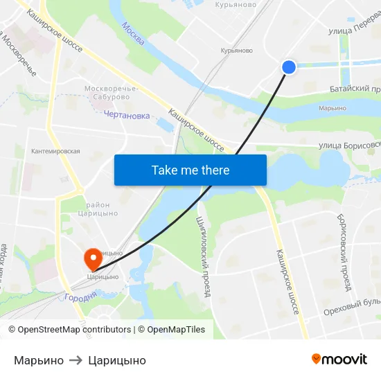 Марьино to Царицыно map
