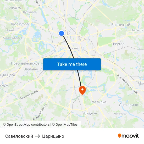 Савёловский to Царицыно map
