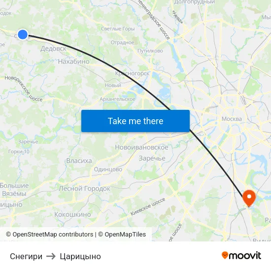 Снегири to Царицыно map