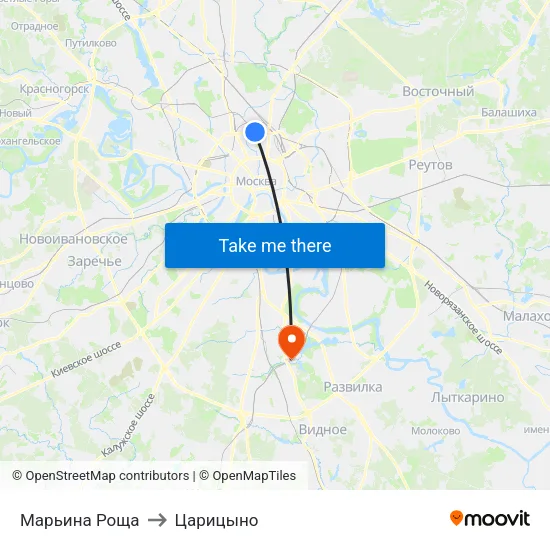 Марьина Роща to Царицыно map
