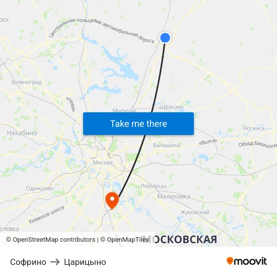 Софрино to Царицыно map
