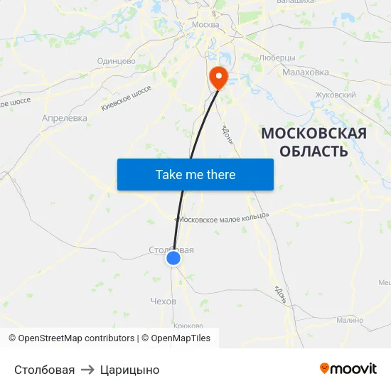 Столбовая to Царицыно map