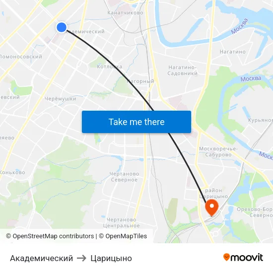 Академический to Царицыно map