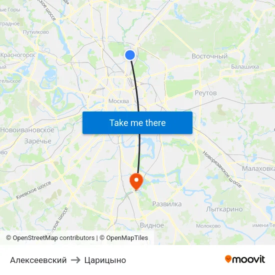 Алексеевский to Царицыно map