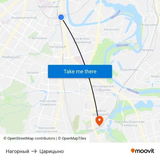Нагорный to Царицыно map