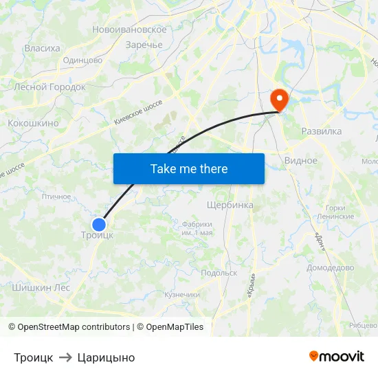 Троицк to Царицыно map