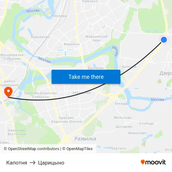 Капотня to Царицыно map