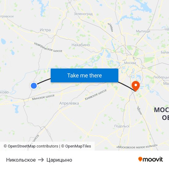 Никольское to Царицыно map