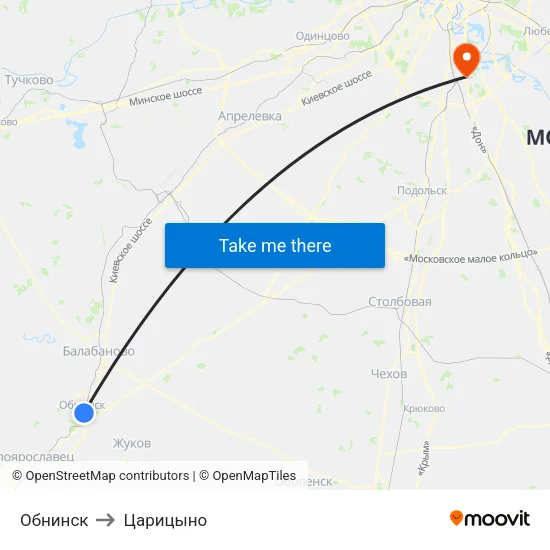 Обнинск to Царицыно map