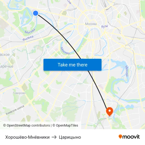 Хорошёво-Мнёвники to Царицыно map