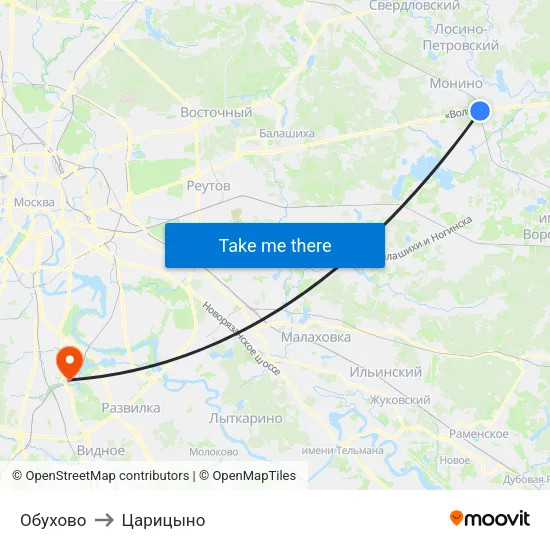 Обухово to Царицыно map