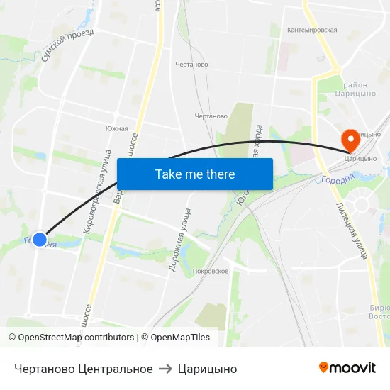 Чертаново Центральное to Царицыно map