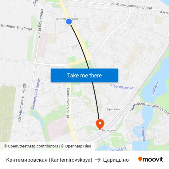 Кантемировская (Kantemirovskaya) to Царицыно map