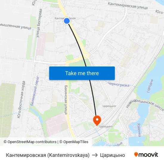 Кантемировская (Kantemirovskaya) to Царицыно map
