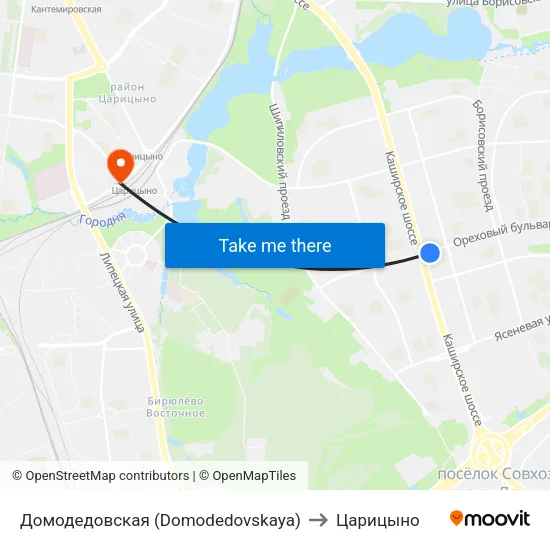 Домодедовская (Domodedovskaya) to Царицыно map