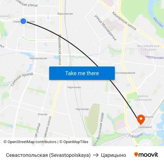 Севастопольская (Sevastopolskaya) to Царицыно map