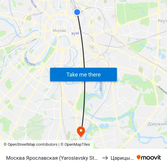 Москва Ярославская (Yaroslavsky Station) to Царицыно map