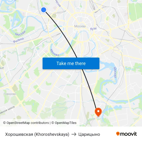 Хорошевская (Khoroshevskaya) to Царицыно map