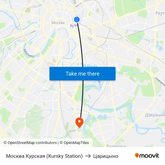 Москва Курская (Kursky Station) to Царицыно map