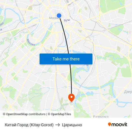 Китай-Город (Kitay-Gorod) to Царицыно map
