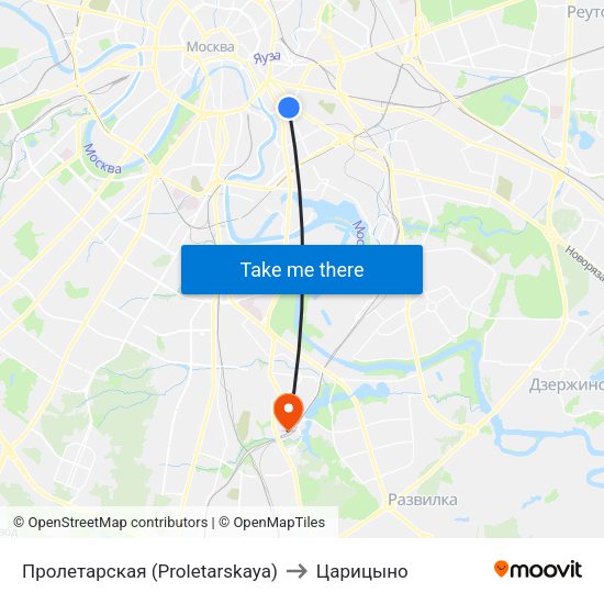 Пролетарская (Proletarskaya) to Царицыно map