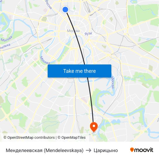 Менделеевская (Mendeleevskaya) to Царицыно map