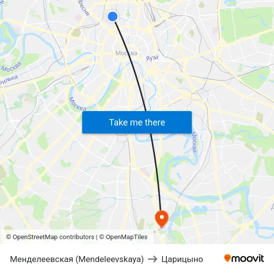 Менделеевская (Mendeleevskaya) to Царицыно map