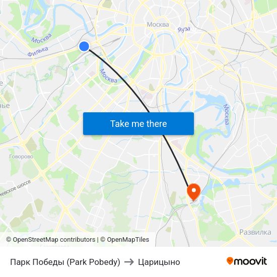 Парк Победы (Park Pobedy) to Царицыно map