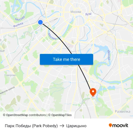 Парк Победы (Park Pobedy) to Царицыно map