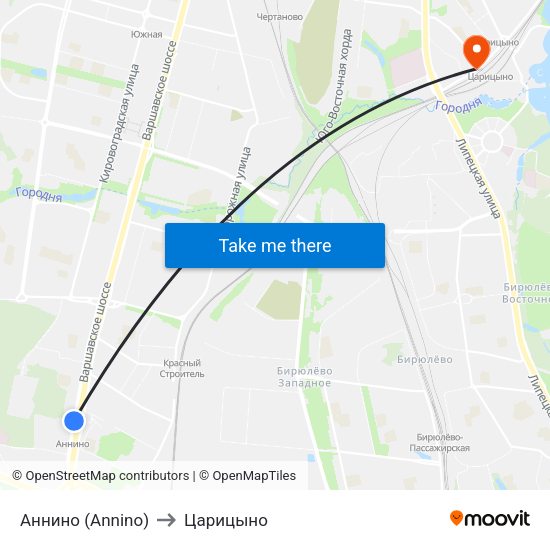 Аннино (Annino) to Царицыно map