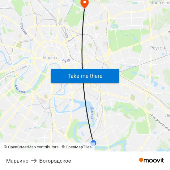 Марьино to Богородское map
