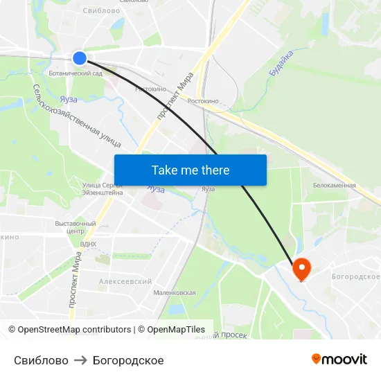 Свиблово to Богородское map