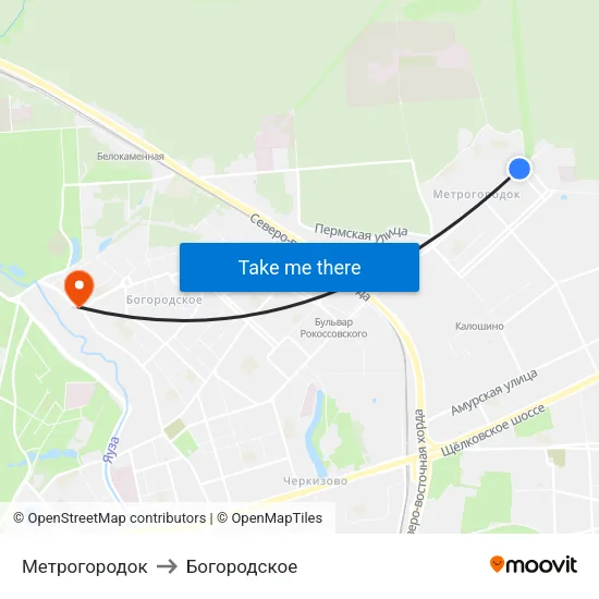 Метрогородок to Богородское map