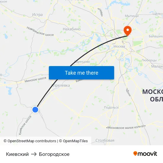 Киевский to Богородское map