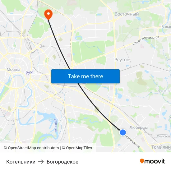 Котельники to Богородское map
