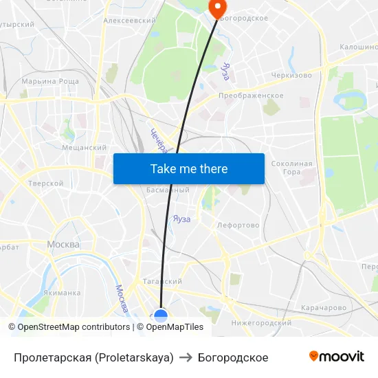 Пролетарская (Proletarskaya) to Богородское map