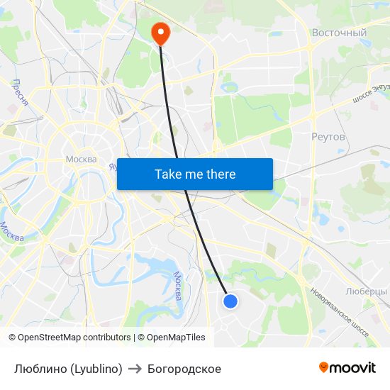 Люблино (Lyublino) to Богородское map
