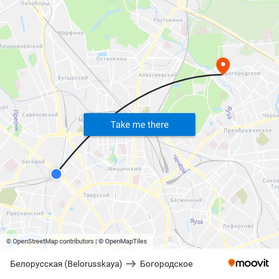 Белорусская (Belorusskaya) to Богородское map