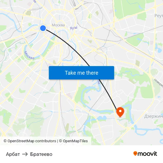 Арбат to Братеево map